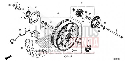 REAR WHEEL CBF125NAJ de 2018